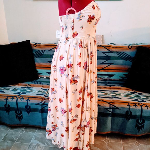 🌺🌷 Free People Sweetheart Bustline Smocked Floral Romantic Dress 12 L XL - Picture 10 of 10